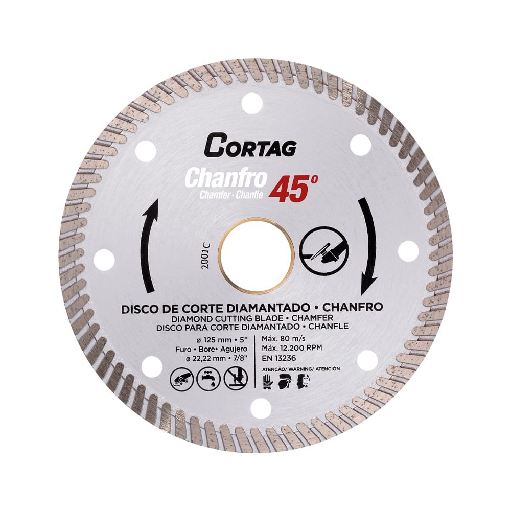 62139-Chanfro-45-125-mm DISCO DE CORTE DIAMANTADO 115MM PARA CHANFRO 45° PREMIUM - Imagen 1